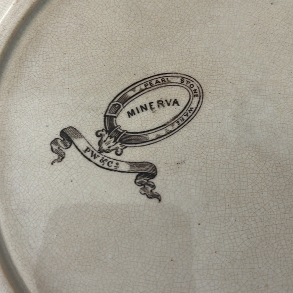 1850’s Podmore Walker & Co Minerva Pearl Stoneware Brown Transferware Plate - Picture 6 of 7